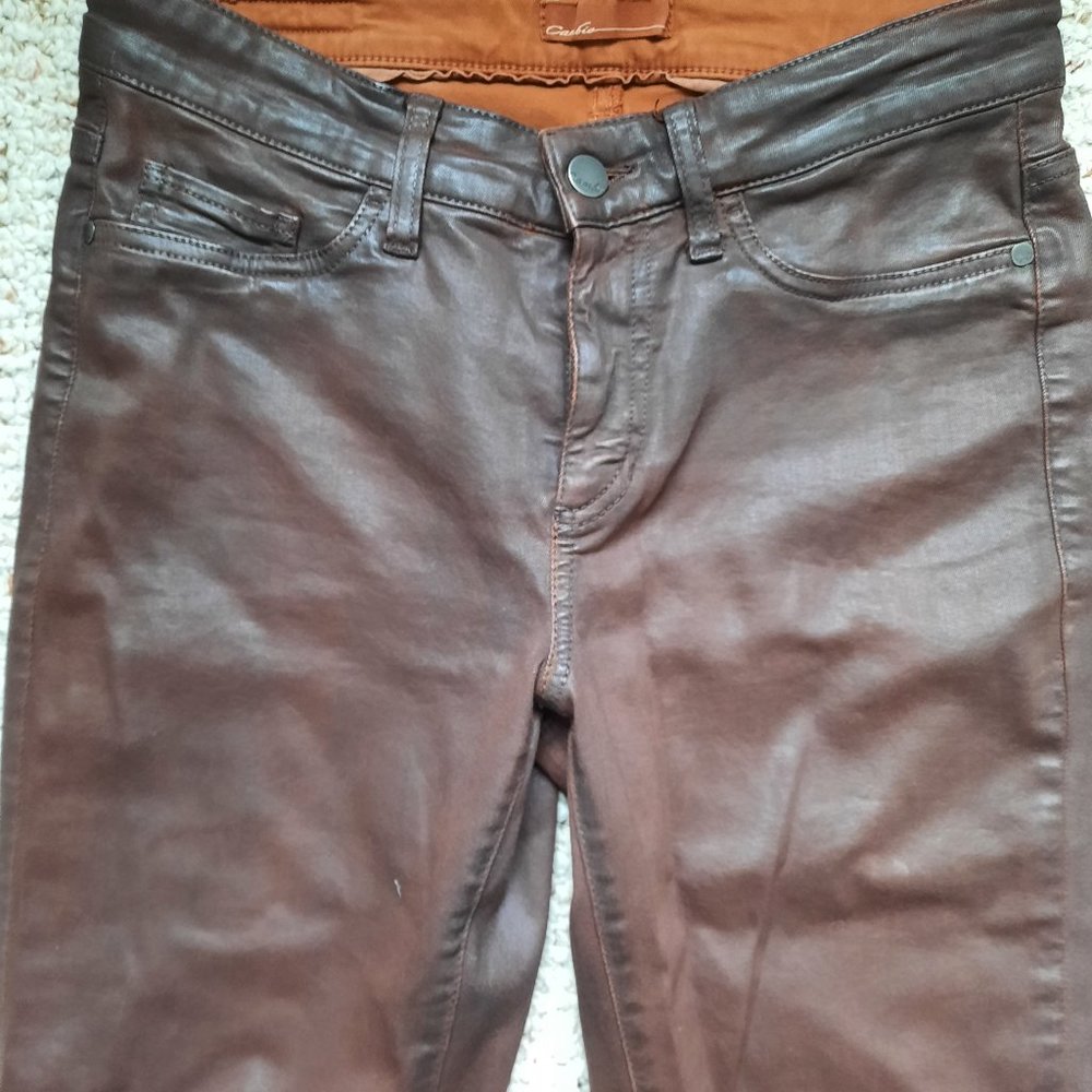 Cambio wet-look mid-rise skinny jeans